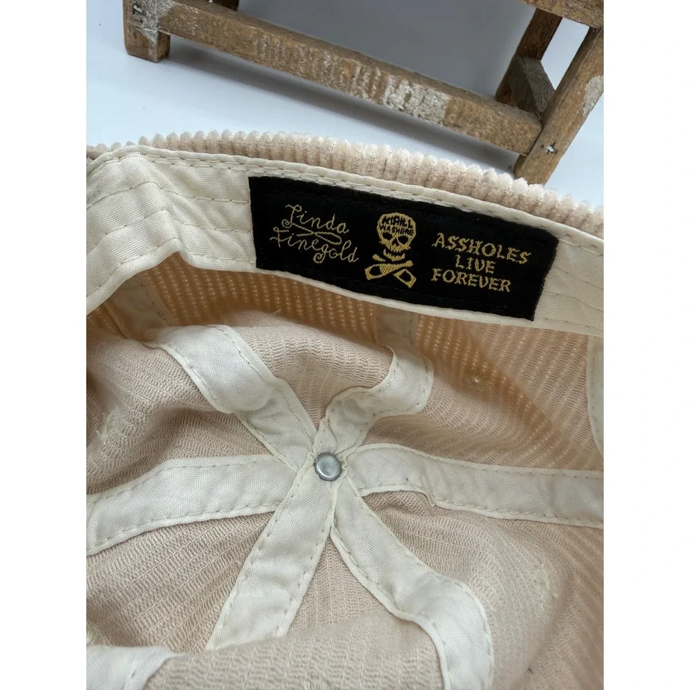 Linda Finegold Assholes Live Forever Tan Corduroy Adjustable Baseball Hat‎ Cap
